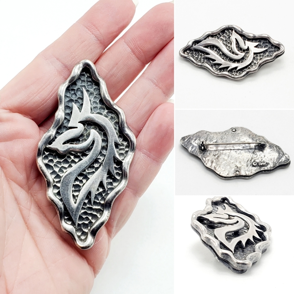 Vtg RARE Signed Designer Pewter CORO Brooch Pin